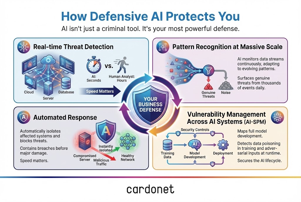 AI cybersecurity threat detection with machine learning defense systems protecting your business networks